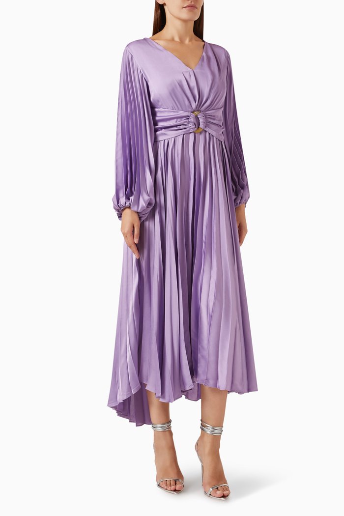 

Pleated Midi Dress, Purple