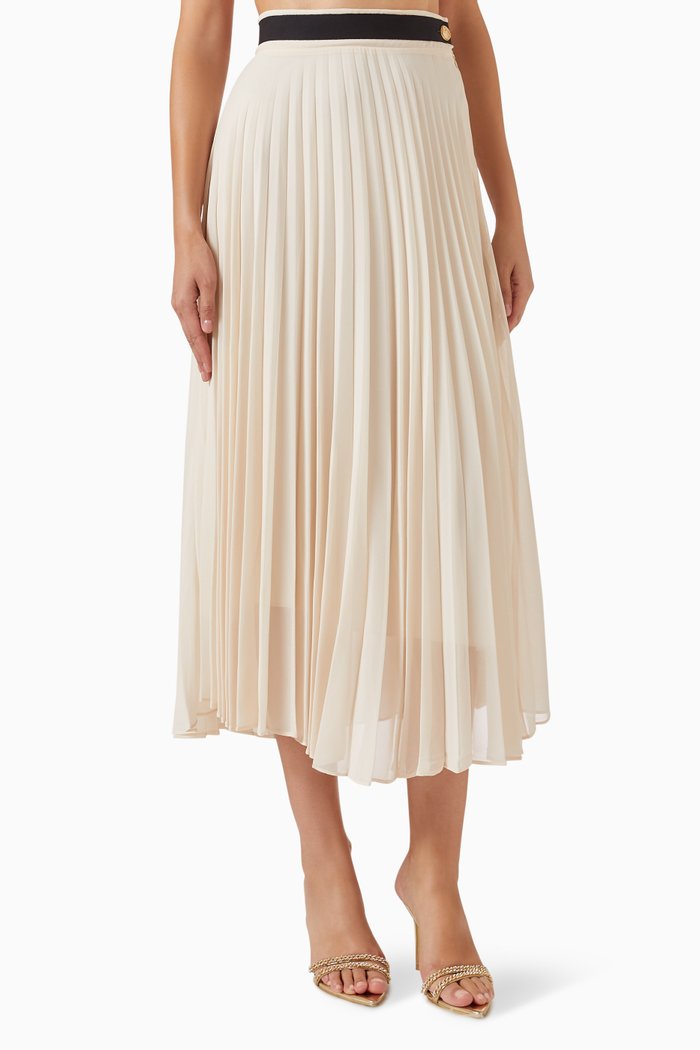 

Pleated Midi Skirt, Neutral