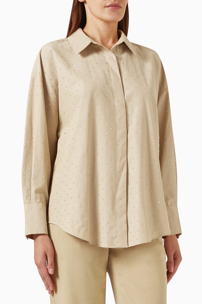 

Embellished Shirt in Cotton-poplin, Neutral