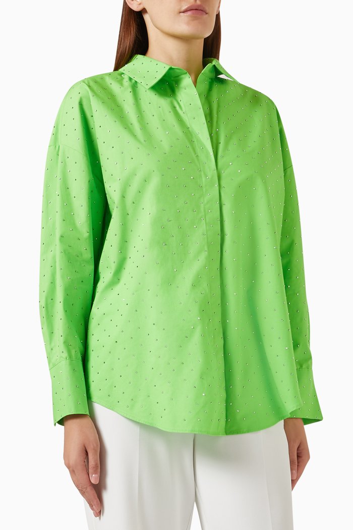 

Embellished Shirt in Cotton-poplin, Green