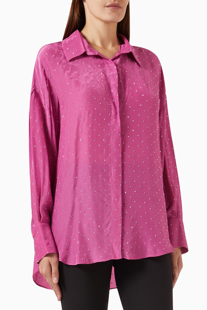 

Embellished Shirt in Rayon, Pink