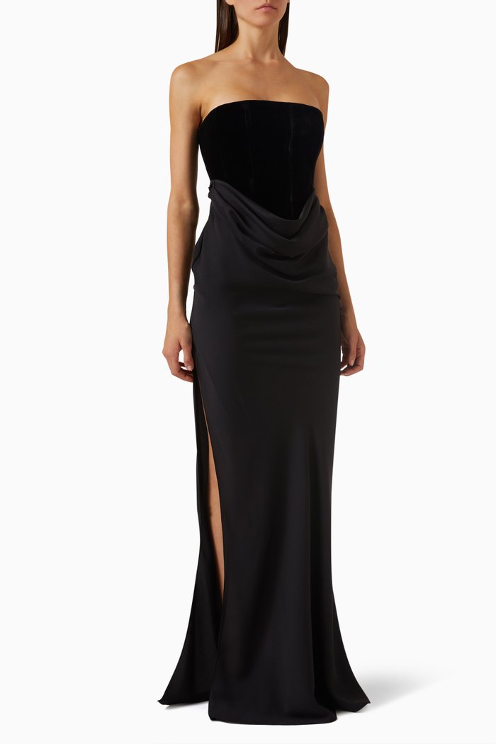 

Katie Bustier Maxi Dress in Silk, Black