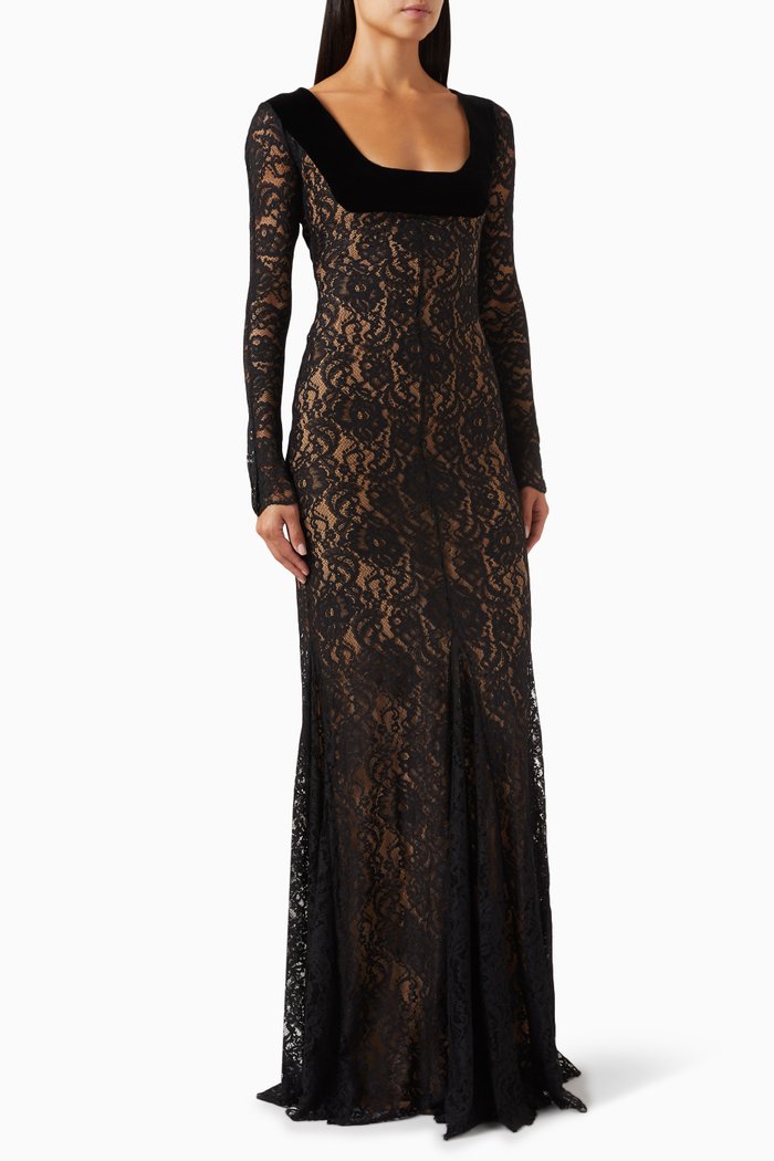 

Rita Gown in Lace, Black