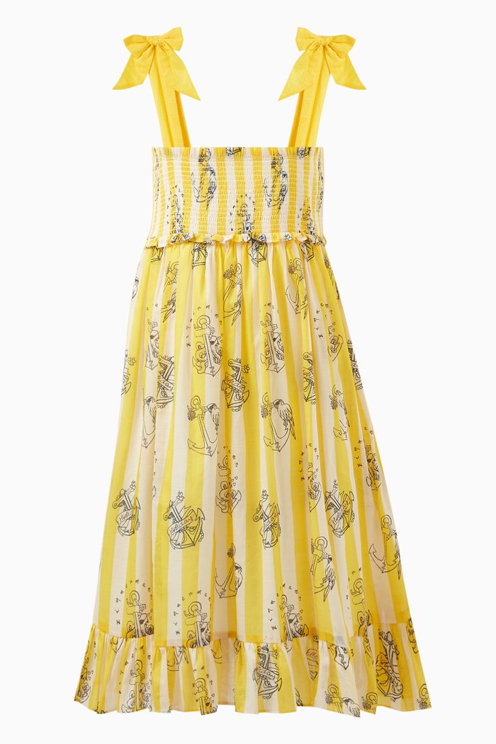 

Alight Shirred Midi Dress in Cotton, Yellow