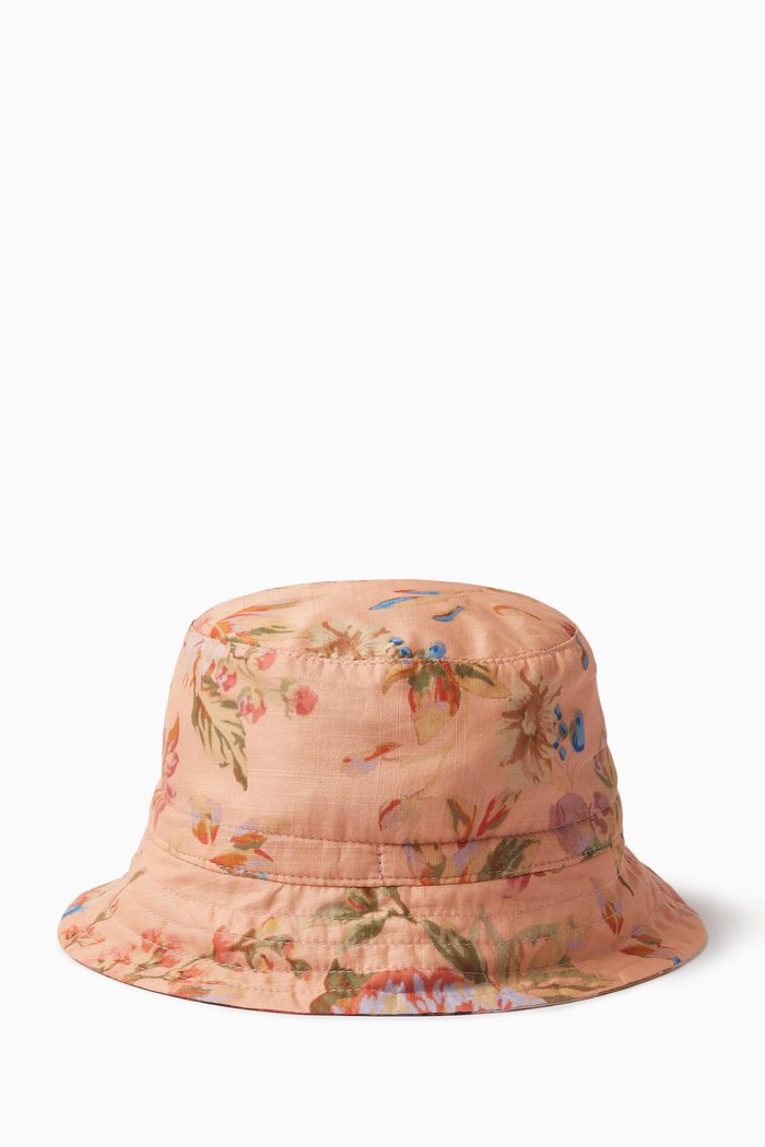 

Floral-print Bucket Hat in Cotton, Pink
