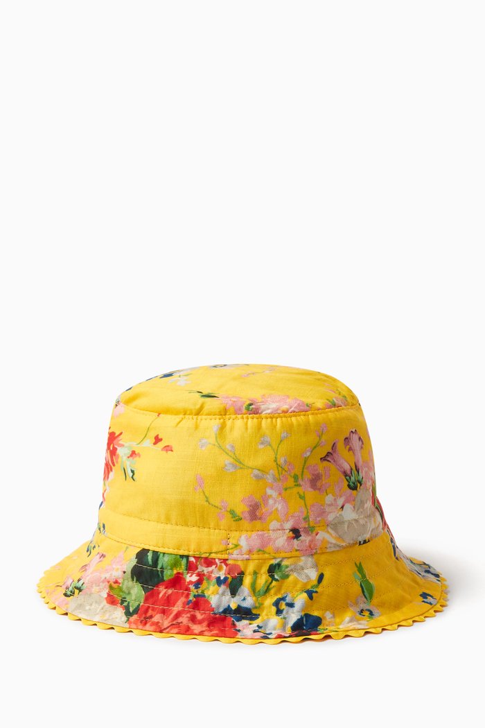 

Floral-print Bucket Hat in Cotton, Yellow