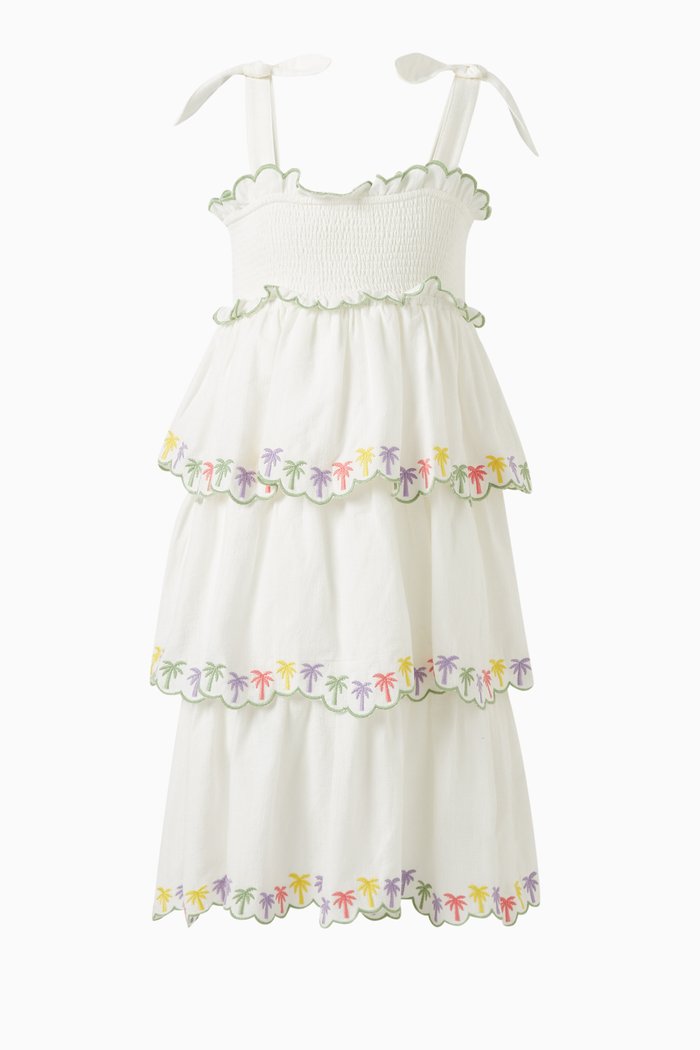 

August Shirred Dress in Cotton, Neutral