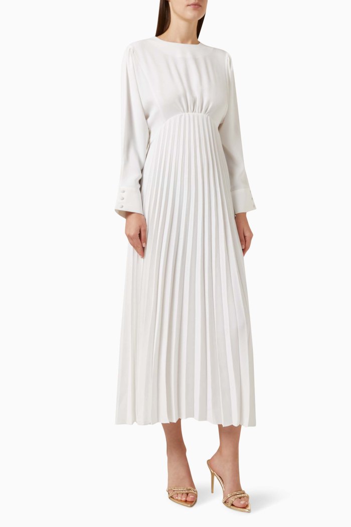 Kenz Pleated Dress, White