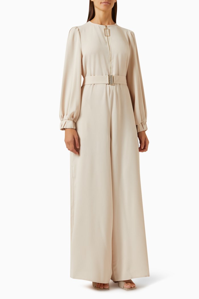 

Roman Belted Jumpsuit, Neutral