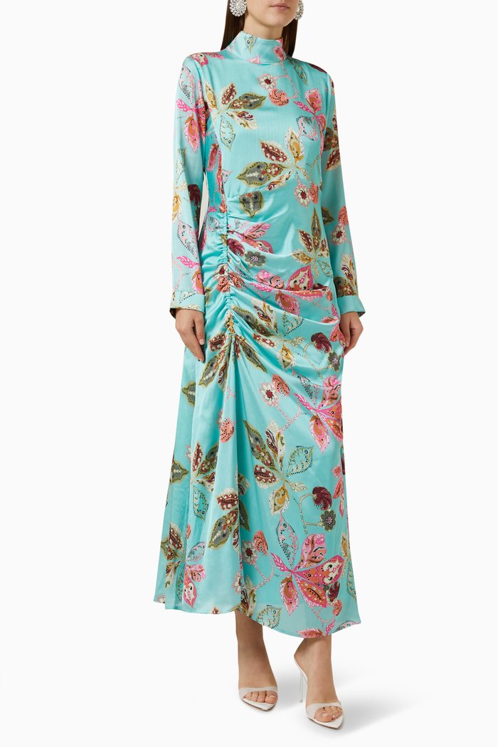 

Ruched Maxi Dress, Green