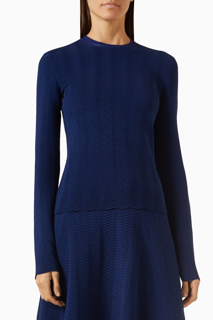 

Love Capsule Sweater in Ottoman Wave Knit, Blue