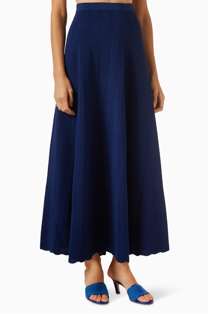 

Love Capsule Love Dubai Long Skirt in Ottoman Wave Knit, Blue