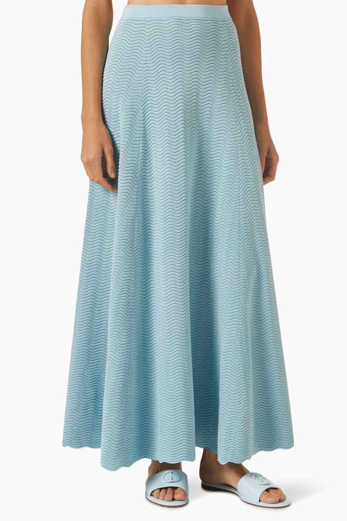 

Love Dubai Maxi Skirt in Ottoman Wave Knit, Blue