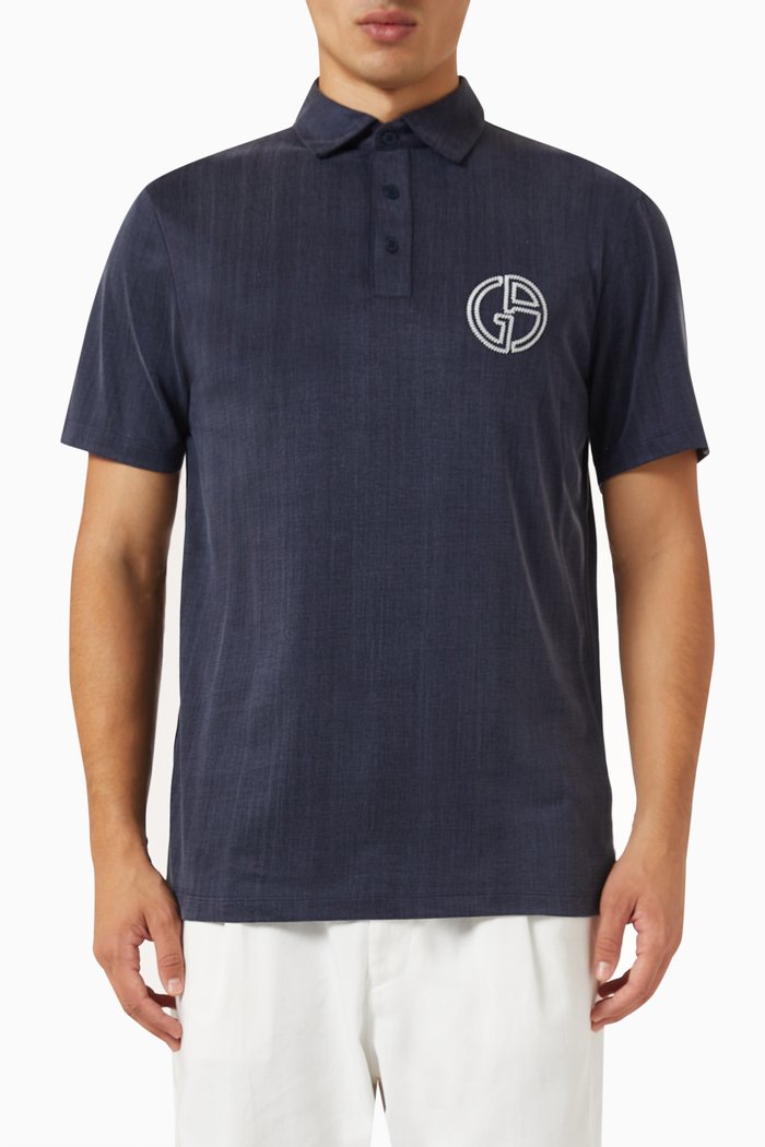 

Love Capsule Logo Polo Shirt in Cupro-cotton Blend, Blue