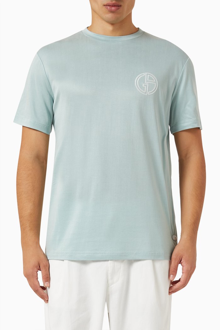 

Love Capsule Logo T-shirt in Cupro-cotton Blend Jersey, Blue