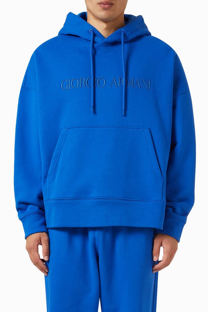 

Love Capsule Oversized Logo Hoodie in Cotton, Blue
