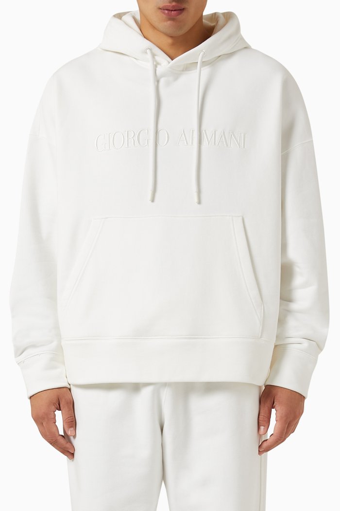 

Love Capsule Oversized Logo Hoodie in Cotton, White