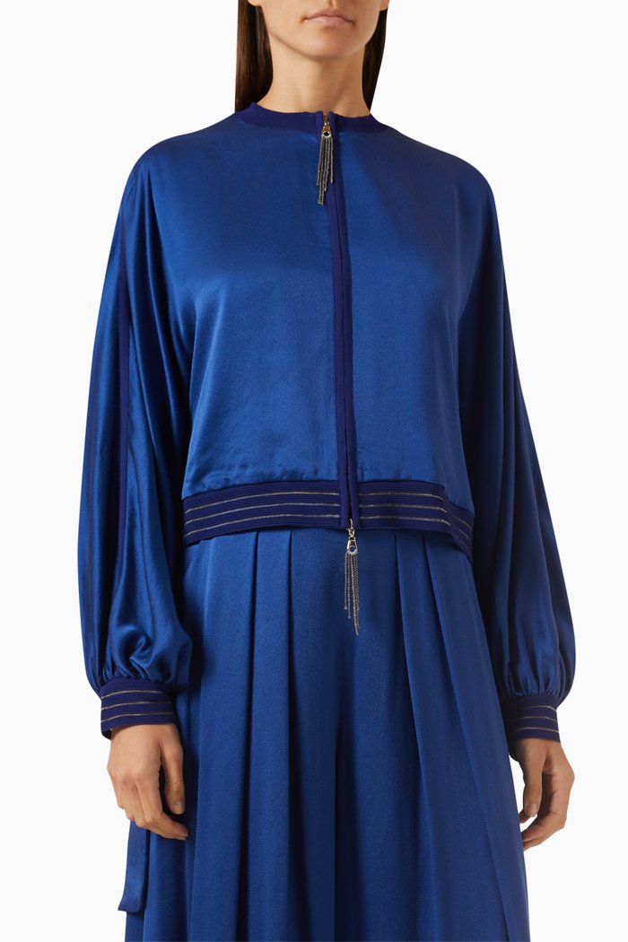 

Love Capsule Zip-up Shirt Jacket in Silk-crepe, Blue