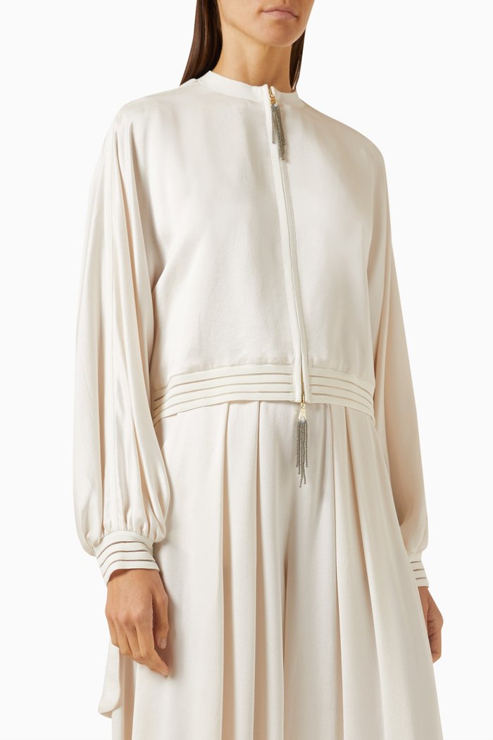 

Love Capsule Zip-up Shirt Jacket in Silk-crepe, White