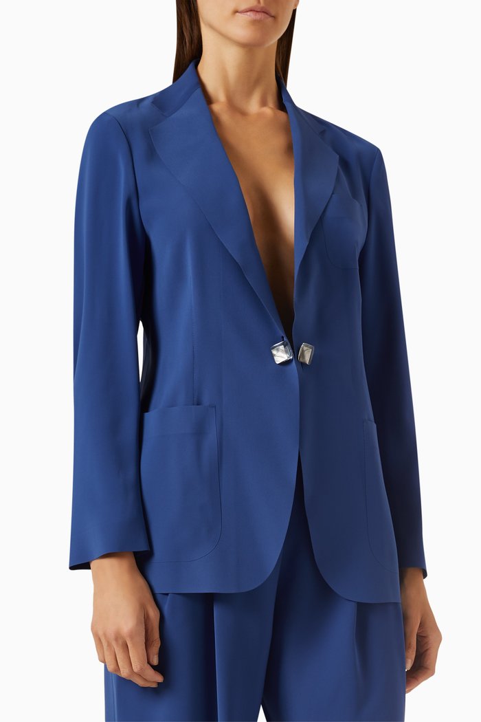 

Love Capsule Patch-pocket Blazer in Tech Cady, Blue