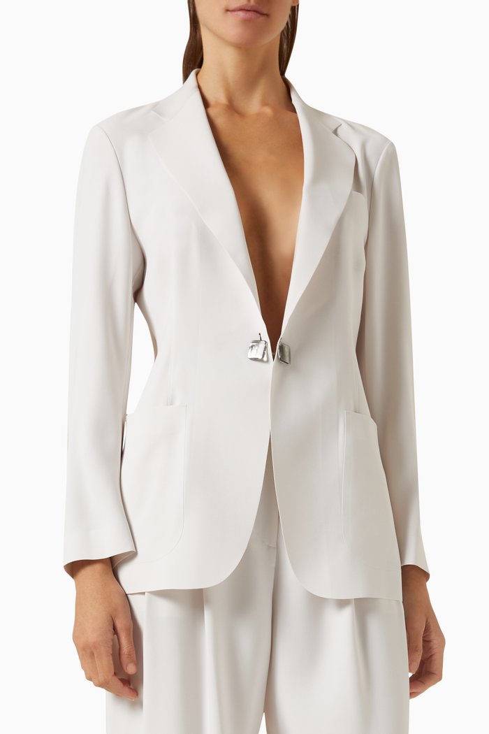 Love Capsule Patch-pocket Blazer in Tech Cady, Grey