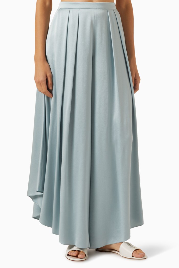 

Love Capsule Wide-leg Pants in Silk, Blue