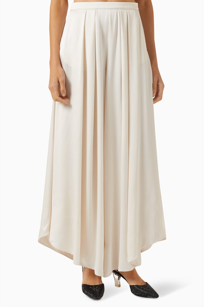 

Love Capsule Wide-leg Pants in Silk, White