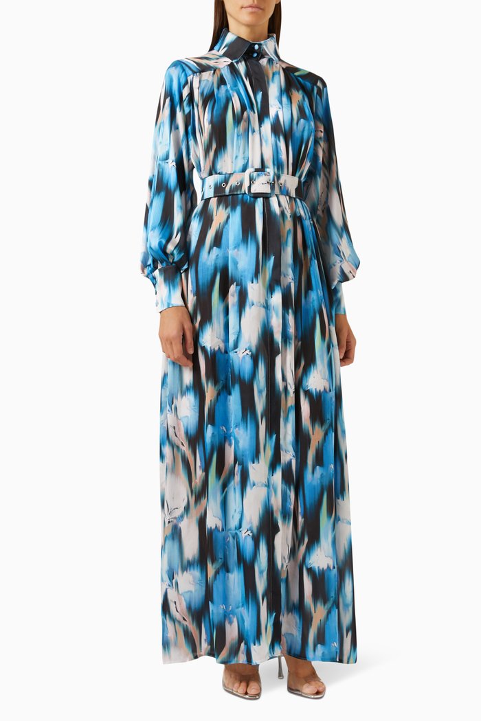 

Eley Printed Belted Maxi Dress, Blue