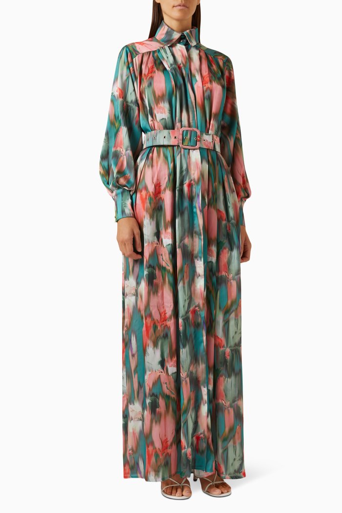

Eley Printed Belted Maxi Dress, Green