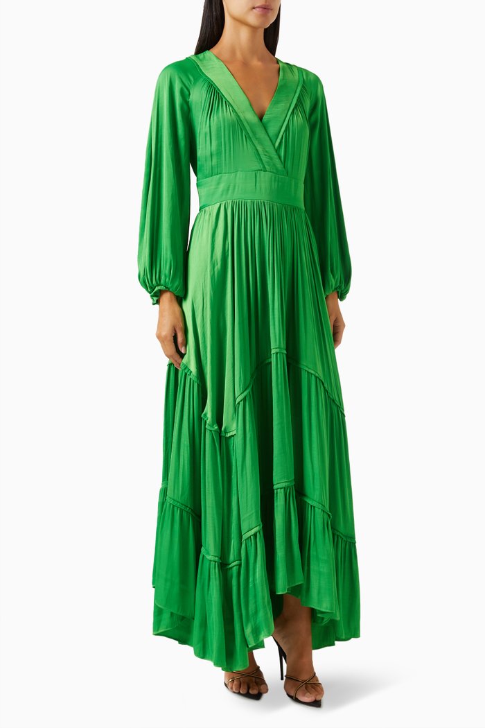 Zayn Tiered Maxi Dress, Green