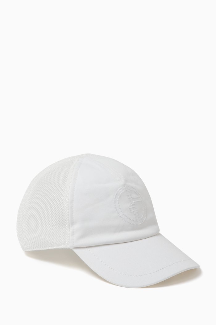 Love Capsule Tonal Logo Baseball Cap in Cotton, White