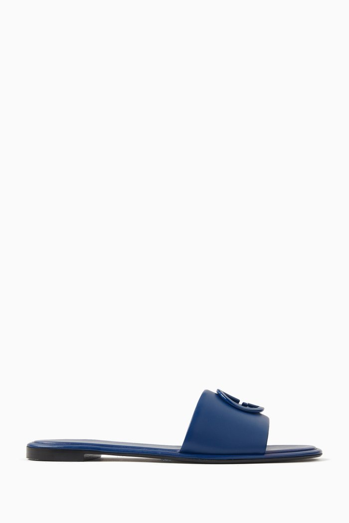 Love Capsule Charlotte Flat Sandals in Leather, Blue
