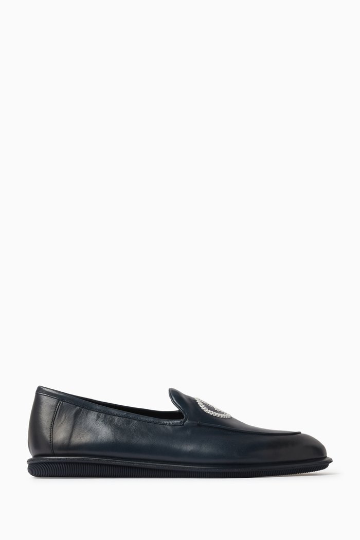 Love Capsule Logo Moccasins in Nappa Leather, Blue