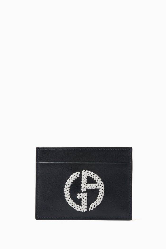 

Love Capsule Logo Card Holder in Nappa Leather, Blue