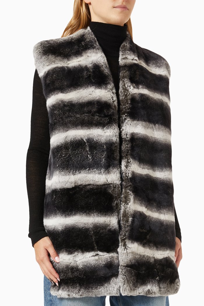 

Rabbit Fur Gilet Velt in Merino Cashmere-blend, Grey