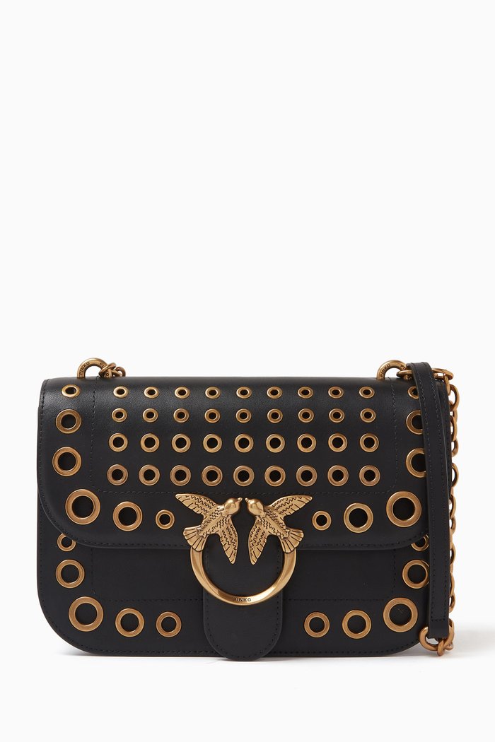 Classic Love Bell Crossbody Bag in Leather, Black
