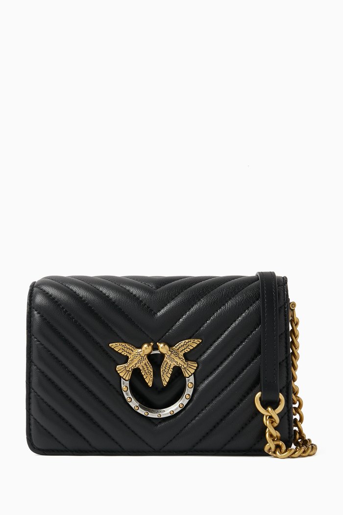

Mini Love Click Classic Crossbody Bag in Quilted Leather, Black