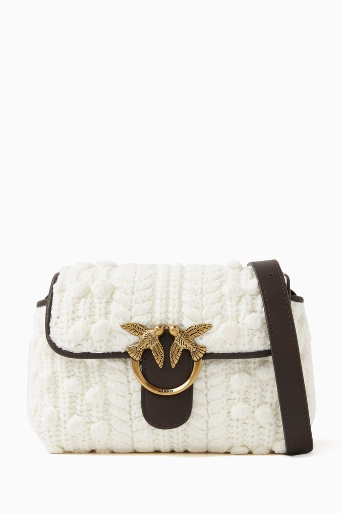 Love Baby Puff Bag in Wool & Leather, White