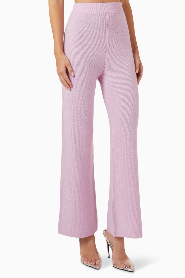 

Flared Pants in Wool-knit, Pink