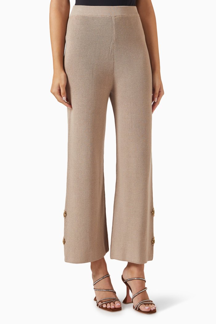 

Embellished Pants in Cotton-knit, Pink