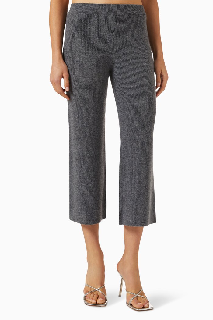 

Cropped Pants in Wool-cashmere Knit, Grey