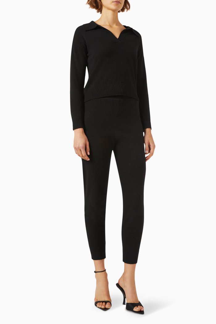 

Collared Set in Wool-cashmere Knit, Black