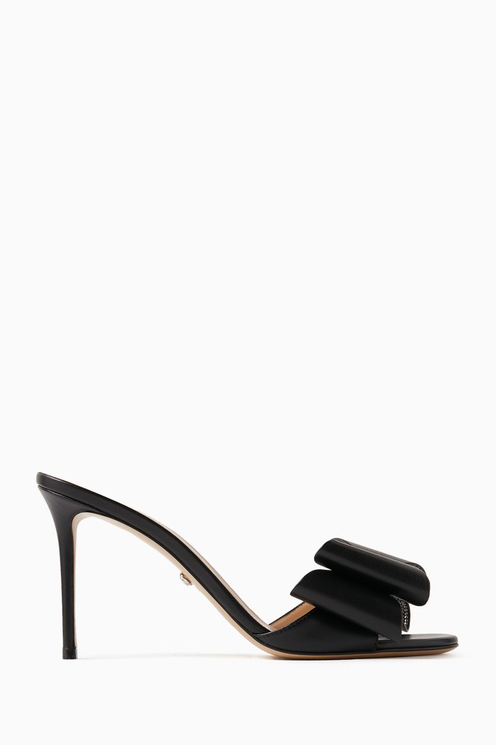 

Bandeau Large Bow 95 Mules in Leather, Black