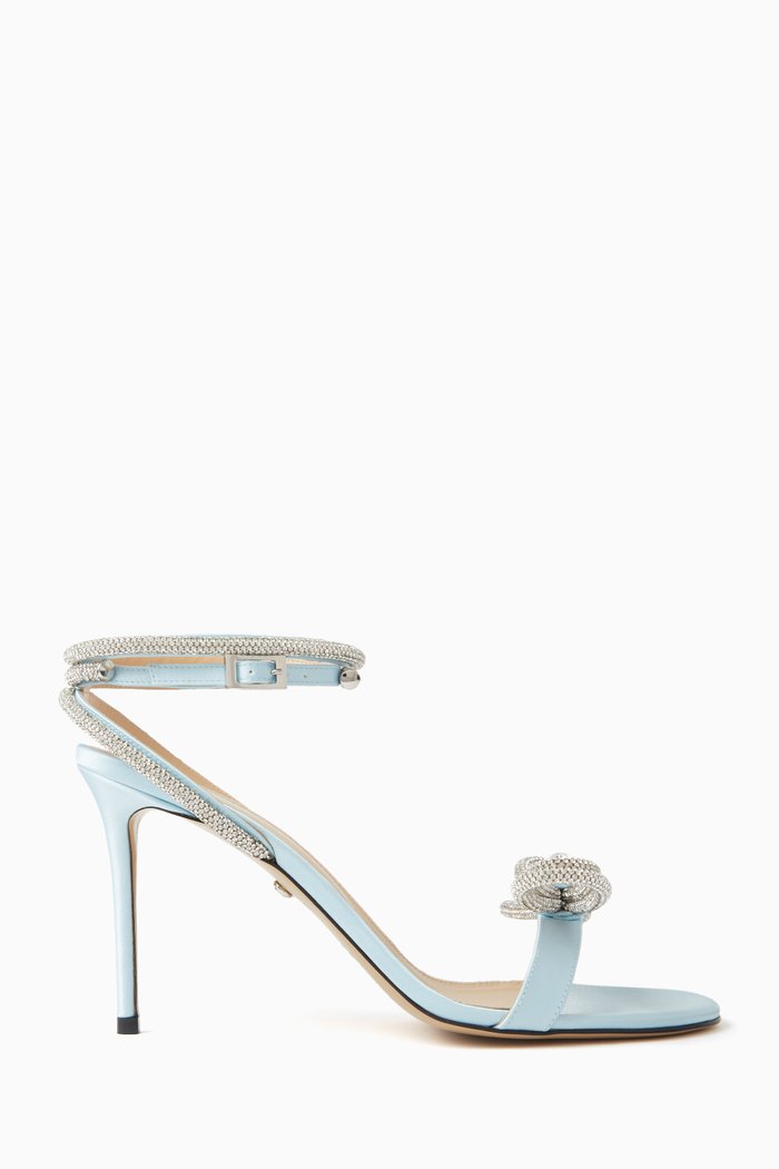 

Double Bow 95 Sandals in Satin, Blue