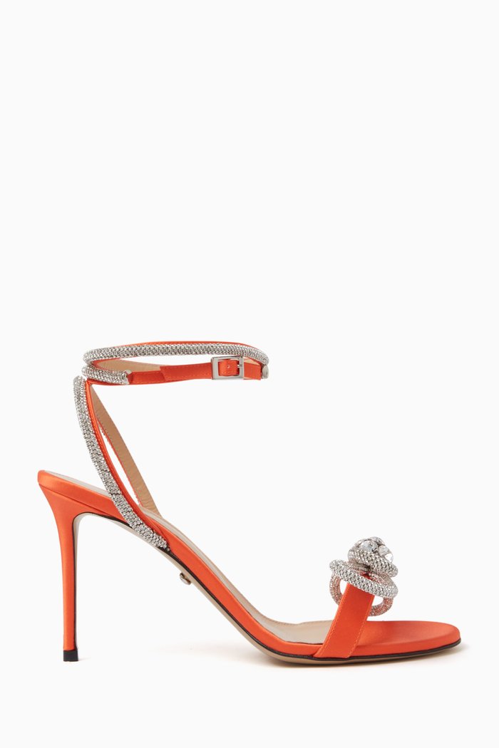 

Double Bow 95 Sandals in Satin, Orange