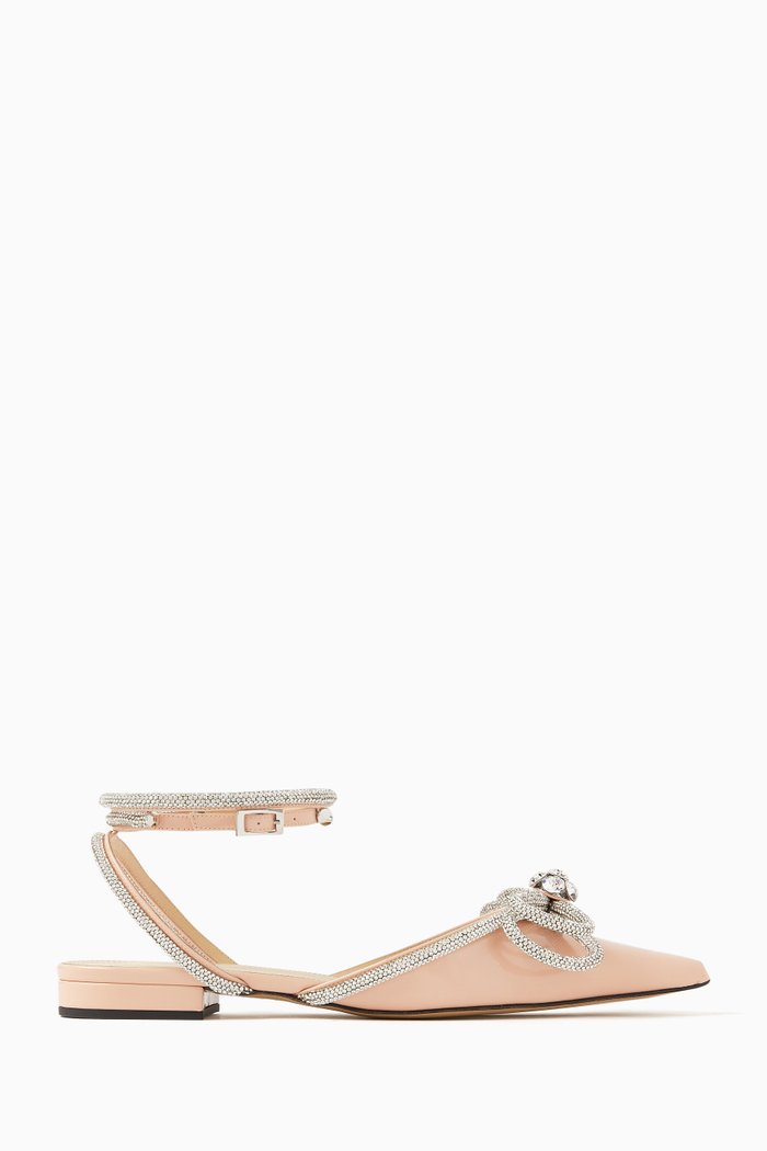 

Double Bow Ballet Flats in Patent Leather, Neutral
