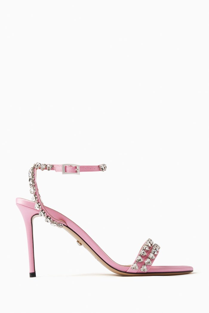 

Audrey 95 Crystal-embellished Sandals in Satin, Pink