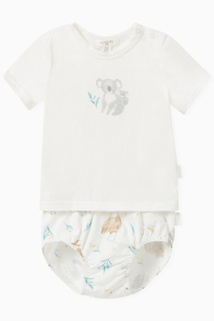 

3-piece Koala Friends-print Gift Set, Grey