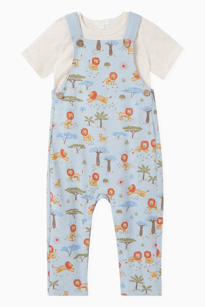 

2-piece Safari Overall Set in Organic Cotton, Blue