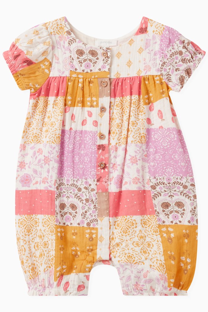 

Patchwork Bodysuit in Organic Cotton-muslin, Multicolour